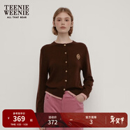 Teenie Weenie小熊秋季綿羊毛軟糯毛針織開(kāi)衫簡(jiǎn)約通勤毛衣外套女裝 棕色 XS (155)
