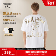 BOY LONDON夏季短袖情侶男女同款小熊涂鴉滿(mǎn)印潮牌T恤N01909 白色 M 此款偏大，建議拍小一碼