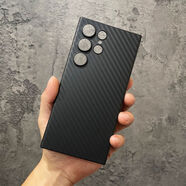 蜜途適用三星S25ultra手機殼s24u碳釬維紋后殼plus商務(wù)五金支架保護套 黑色 三星GalaxyS25