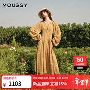 moussy 【劉亦菲同款】南法度假風(fēng)碎花浪漫優(yōu)雅連衣裙028ISX33-3711 070米色 S