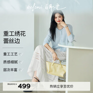 伊芙麗（eifini）【白月光系列】伊芙麗重工繡花蕾絲鏤空A字蛋糕半身裙女2025新款 白色 S