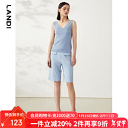 藍地（LANDI）夏季新款水鉆針織衫女吊帶背心修身打底衫內搭上衣 淺藍色 XL