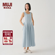 MUJI IDEE 女式 平紋 連體裙 女裝連衣裙裙子春季 無(wú)袖可疊穿 背心裙 藍灰色 L 165/88A