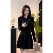 珂芙研大碼女裝春季新款法式復古圓領(lǐng)麻花針織連衣裙女收腰顯瘦毛織短裙 顯瘦黑 麻花針織裙【版】 S 【建議95斤內】