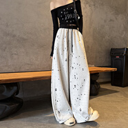 妹丫2026春季新美式運動(dòng)褲女士重工破洞提花衛褲高級感慵懶百搭神褲子 條紋 S