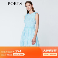 PORTS寶姿商場(chǎng)同款 新品女裝甜美木耳邊裝飾無(wú)袖連衣裙SN8D027HPP022 煙波色 L (8)