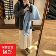 灰色針織百褶裙女春秋2025新款高腰韓系百搭秋冬毛呢中長(cháng)款半身裙 米白色 S