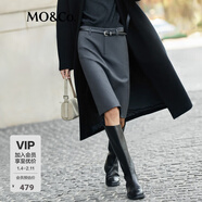 MO&Co.半身裙兩件套含綿羊毛H型及膝西裝裙蕾絲裙中低腰摩安珂 深花灰色 L 170