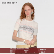 GREEN BELT城市曠野抗起球費爾島針織衫女棉麻感薄款圓領(lǐng)短袖