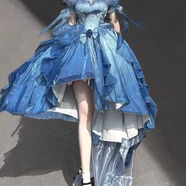 ZHIO【原版質(zhì)量】重工拖尾蓬蓬前短后長(cháng)在逃裙藍色花嫁禮服連衣裙女裝 藍色連衣裙+大拖尾+裙撐 沒(méi)有脖圈 XL