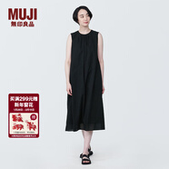 MUJI MUJI 女式強捻無(wú)袖連衣裙女裝連身裙子夏季純棉全棉長(cháng)裙BC2JNC4S 黑色 L (165/88A)