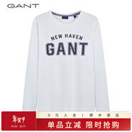 GANT【情侶同款】甘特春季純棉字母印花男士寬松經(jīng)典圓領(lǐng)長(cháng)袖T恤 110白色 XS