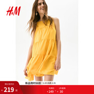 H&M女裝連衣裙2025年夏季新款波嬉風(fēng)寬松分層A字版型連衣裙1294305 黃色 XS 155/80