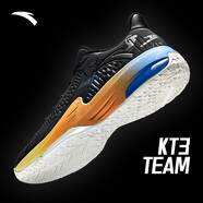 安踏KT3 team｜籃球鞋男秋冬湯普森防滑減震男戶(hù)外實(shí)戰比賽運動(dòng)鞋子 【緩震耐磨-低幫款】基礎黑/碳灰-2 40 （美碼7）