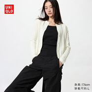 優(yōu)衣庫女裝紐花圓領(lǐng)針織開(kāi)衫/毛衣外套空調衫通勤秋冬新款488123 488123/01乳白色 XS