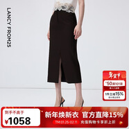 朗姿時(shí)尚百搭半裙長(cháng)款羊毛前開(kāi)叉西服半身裙