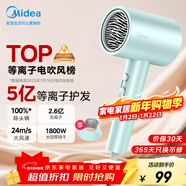 美的（Midea）5億等離子護發(fā)電吹風(fēng) 家用負離子護發(fā)吹風(fēng)筒 1800W大功率便攜吹風(fēng)機 FJ308綠 年會(huì )獎品 生日禮物