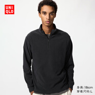 優(yōu)衣庫男裝柔滑彈力搖粒絨半拉鏈套頭衫/長(cháng)袖25秋冬新款481184 09 黑色 4XL