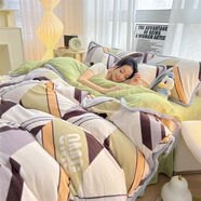 IN AND ONins風(fēng)牛奶絨四件套冬季加厚珊瑚絨4件套雙面床裙床笠被套三件套 嬰兒級牛奶絨-潮流前線(xiàn) 床裙款 2米四件套被套220*240