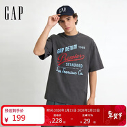 蓋璞（GAP）男女裝2026春季新款純棉logo印花寬松圓領(lǐng)短袖T恤上衣866349