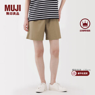 MUJI女式 水洗 平紋 短褲 休閑 褲子女款夏季款女裝中褲 外穿 米色5S S (155/62A)