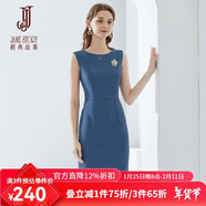 經(jīng)典故事（JANE STORY）高端純色修身無(wú)袖連衣裙女夏季2025年新款氣質(zhì)收腰西裝內搭背心裙 M04灰藍色 L