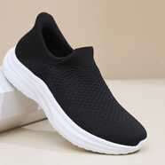 鮟鱇老北京布鞋男鞋春秋季一腳蹬軟底防滑爸爸鞋中老年透氣運動(dòng)休閑鞋 藍色 單層 44