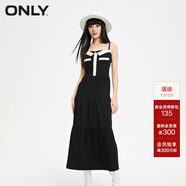 ONLY秋冬時(shí)尚V領(lǐng)蛋糕裙吊帶中長(cháng)款連衣裙女|123407018 H1Z 黑色BLACK M 165/84A
