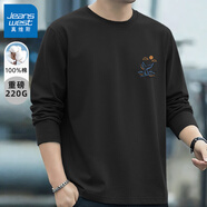 真維斯（Jeanswest） 日系t恤男長(cháng)袖春秋季純棉男士圓領(lǐng)打底衫休閑青少年寬松大碼體恤 黑#ZS海上魚(yú) L 【多色可選,搭配無(wú)憂(yōu)】