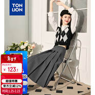 唐獅（TonLion）2023百褶裙西裝半身裙女學(xué)院風(fēng)高腰 高級灰 L 