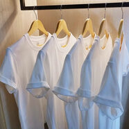 MR BU 布先生重磅新疆純棉300g短袖t恤男女款奶杏色長(cháng)袖打底衫寬松體恤上衣 旗艦白色-短袖款 【300g新疆100%棉】 S 建議：(90-119斤)