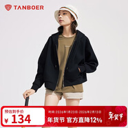 坦博爾衛衣女春秋短款連帽運動(dòng)外套寬松小個(gè)子TD4160502 黑色 165 