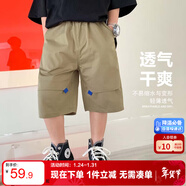 左西男童工裝短褲夏季2025新款休閑款兒童五分褲夏季中褲 卡其色 130