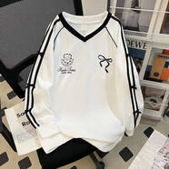 當季胖mm大碼蝴蝶結V領(lǐng)衛衣女秋季新款設計感顯瘦寬松300斤外 白色[高品質(zhì)]SZ8558 M [80110斤]