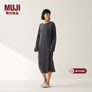 MUJI女式 柔軟針織家居連衣裙 長(cháng)袖睡裙女寬松家居服秋季 FD33CC5A 炭灰色 S -M (160/84A)