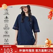 公雞冠軍短袖T恤男女同款白色寬松透氣輕薄速干棉7A抗菌繡標防螨蟲(chóng)百搭T恤 深藍色 L