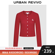 UR2025秋季新款女裝休閑絞花肌理櫻桃刺繡針織開(kāi)衫UYY950116 大紅色 S