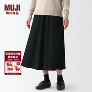 MUJI MUJI  女式 彈力 起毛 喇叭裙 半身長(cháng)裙秋冬季 簡(jiǎn)約風(fēng)BEK40C2A 黑色 M