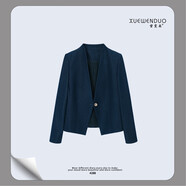 雪雯朵4288仿牛仔人棉西裝短外套春季小個(gè)子修身顯瘦設計感舒適簡(jiǎn)約西服 牛仔藍 S （推薦80-100斤）