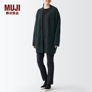 MUJI MUJI 女式 牦牛絨混羊毛 V領(lǐng)開(kāi)衫 中長(cháng)款針織毛衣秋冬 BAM21A2A 炭灰色 XL