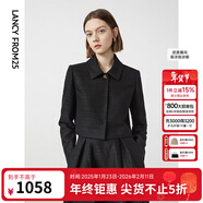 朗姿復古修身小香風(fēng)肌理感氣質(zhì)上衣女秋季新款高級感短外套 黑色 M