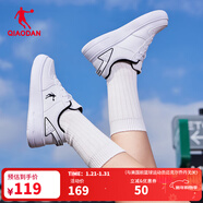 喬丹男鞋板鞋革面小白鞋女鞋空軍一號厚底增高情侶休閑運動(dòng)鞋本命年 女-喬丹白/黑色 36