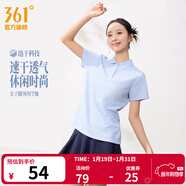 361°運動(dòng)翻領(lǐng)t恤男2026年春夏季新款休閑透氣短袖情侶POLO衫 【女款】凝霧藍 L