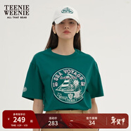 Teenie Weenie小熊短袖T恤女夏季寬松圓領(lǐng)短袖T恤棉質(zhì)時(shí)尚打底衫女 綠色 160/S