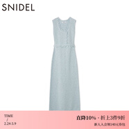 SNIDEL春夏簡(jiǎn)約毛邊圓領(lǐng)無(wú)袖后開(kāi)叉針織連衣裙SWNO251097 淺藍色 M (1)