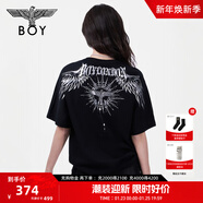 BOY LONDON【暗黑羅盤(pán)】夏情侶款短袖權杖印花炸街潮牌T恤N01906 黑印銀N01906 經(jīng)典升級款 XL