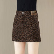 山頭林村豹紋短裙大碼美式復古辣妹高腰裙2026秋季小眾顯瘦修身包臀半身裙 豹紋 S （建議80-95斤）