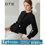 愛(ài)特愛(ài)（EITIE）秋季新款商場(chǎng)同款圓領(lǐng)收口長(cháng)袖氣質(zhì)腰帶款顯瘦襯衫上衣女6413103 黑20 S 155