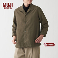MUJI 男女通用法蘭絨開(kāi)領(lǐng)襯衫長(cháng)袖休閑百搭襯衣外套純棉全棉ACA71A1A 褪色米色 S-M 165/88A