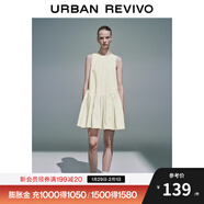 UR2025春季新款女裝多系帶拼接壓褶無(wú)袖連衣裙UYU750051 象牙白 M